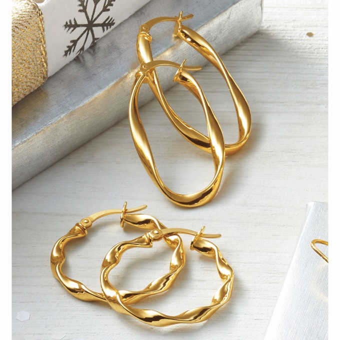 2-Pair Twisted Hoop Set, , large