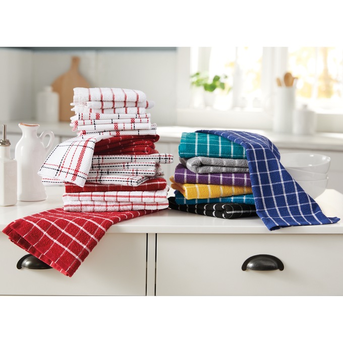 Color Connection 20-Piece Kitchen Towel Set in Absorbent Cotton, , large