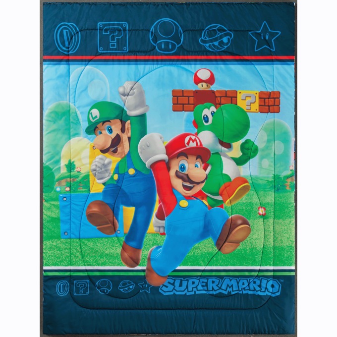 Reversible Twin-Size Mario Fun Comforter, , large