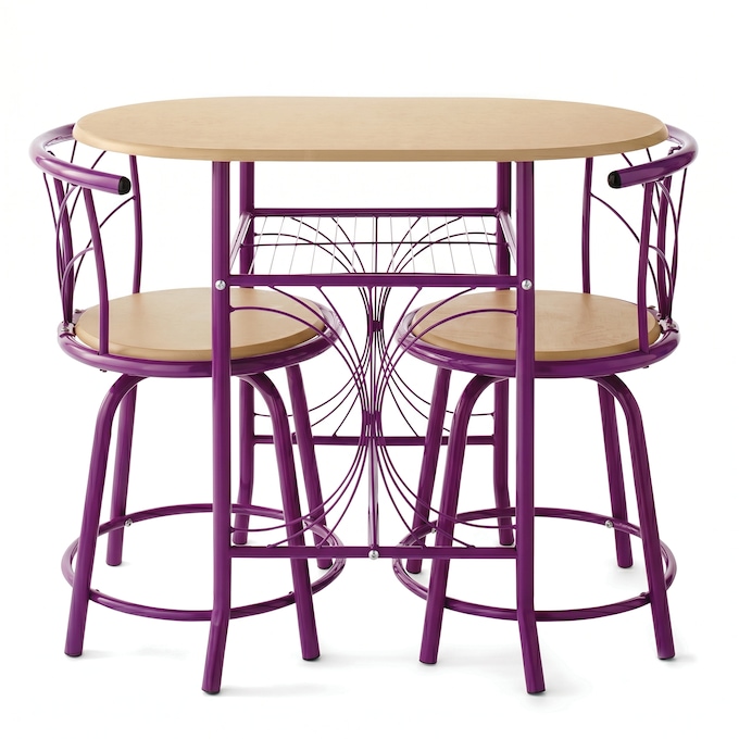 3-Piece Colorful Bistro Dining Set with Swivel Chairs, , large