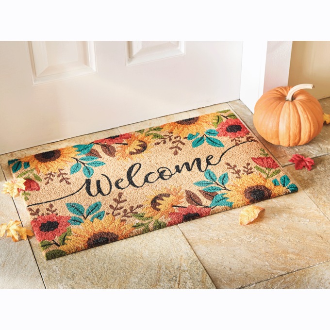 Sunflower Welcome Coir Mat, Multi, large