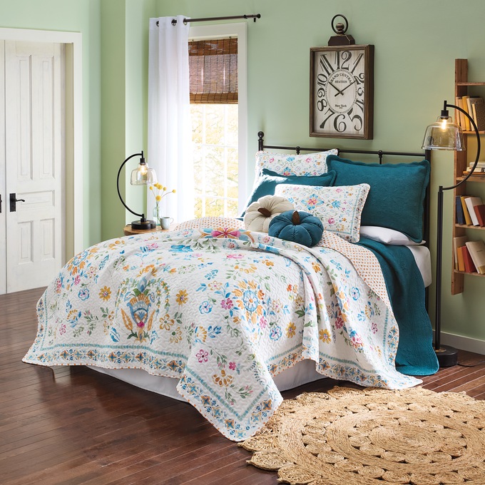 Izzy Floral Quilted Standard Sham, Multi, large
