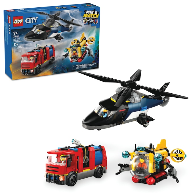 LEGO City Helicopter, Fire Truck & Submarine Remix, , large