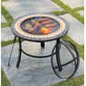 Mosaic Firepit with BBQ Grill, , large