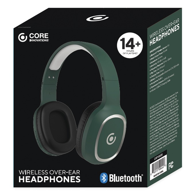 Core Innovations Wireless Bluetooth Headphones, Green, large