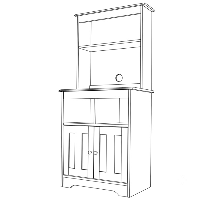 Katie Microwave Stand with Hutch, , large
