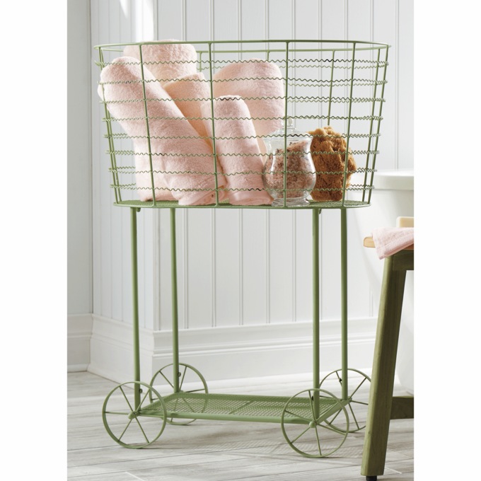 Vintage Rolling Laundry Cart, , large