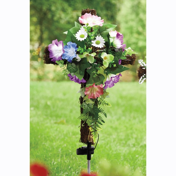 Solar Memorial Cross, Pink Purple, large