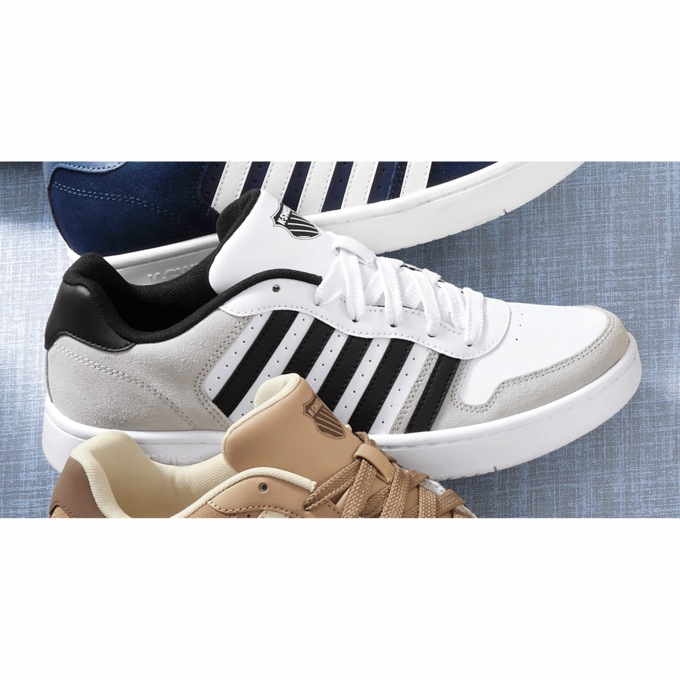 K-Swiss Men's Court Palisades Shoe, White Gray Black, large