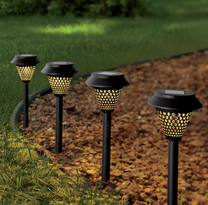 Set of 4 Solar Lantern Stakes, , large