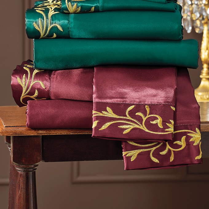 Anastasia Satin Sheets, Merlot, large