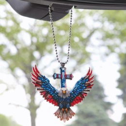 Patriotic Eagle Cross Car Charm, , large