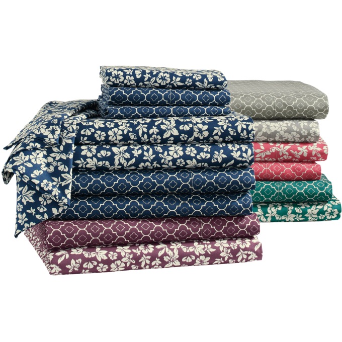 Color Connection 2-Pack Floral and Geo Printed Microfiber Sheet Set, , large