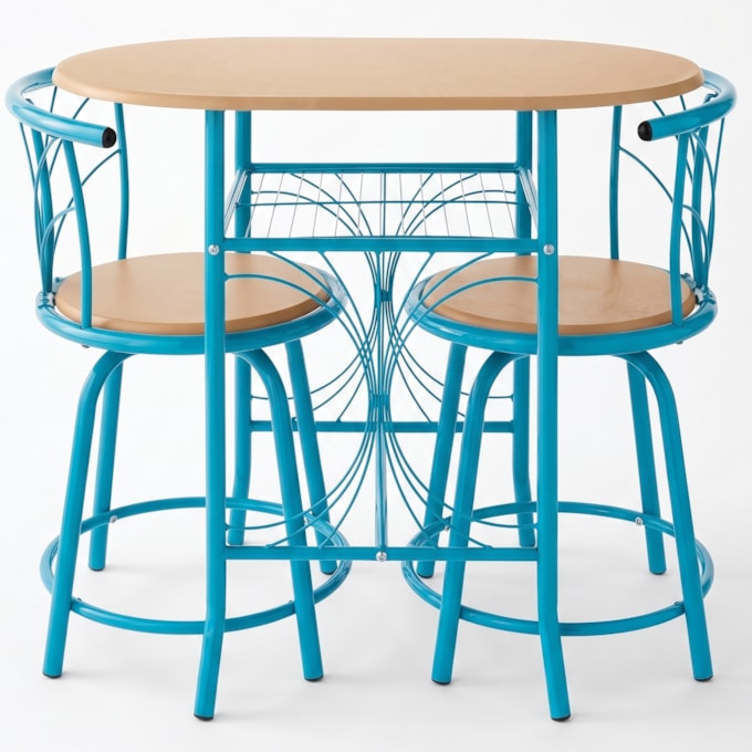 3-Piece Colorful Bistro Dining Set with Swivel Chairs, , large