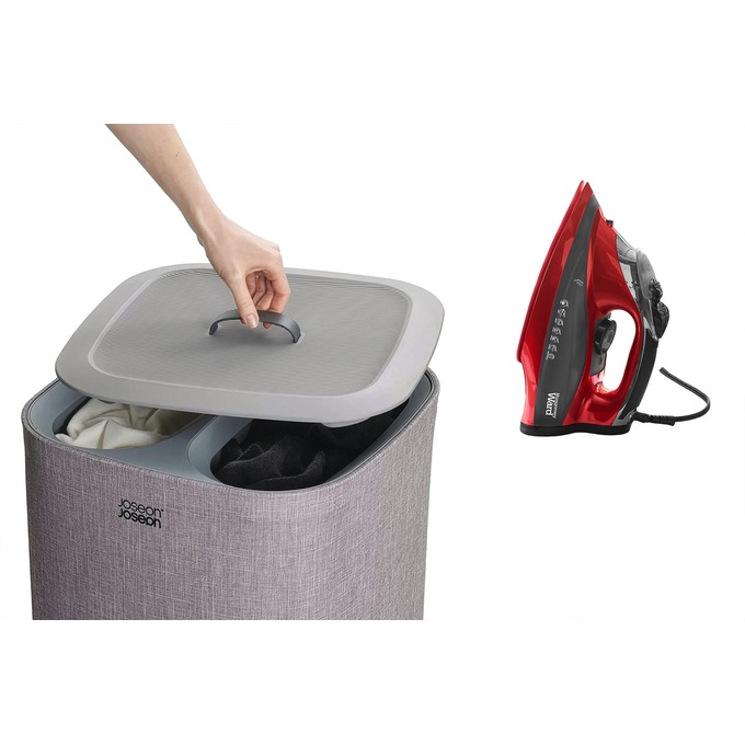 Montgomery Ward Steam Iron and Tota Laundry Separation Basket - Buy Both and Save, Red, large
