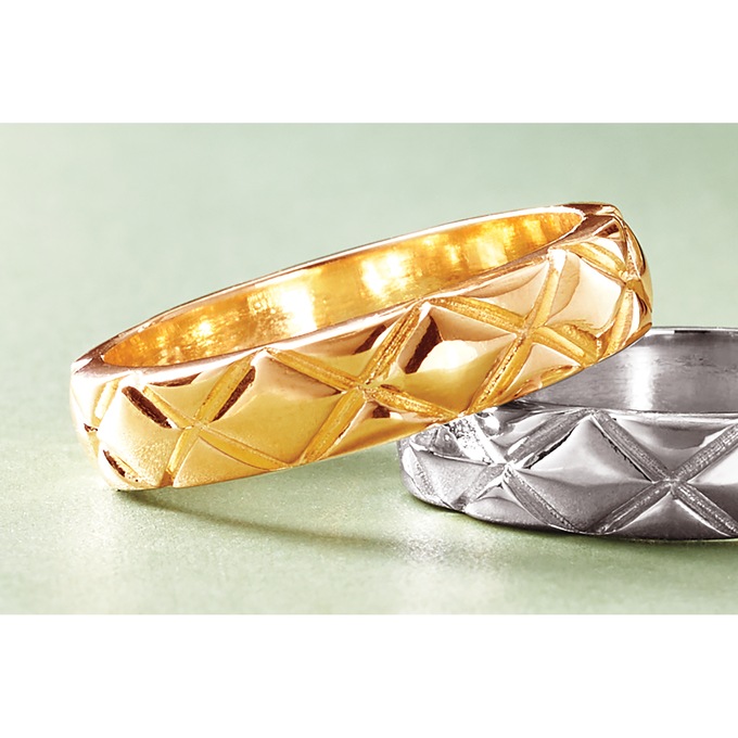Unisex Textured Band, Gold over Sterling Silver, large