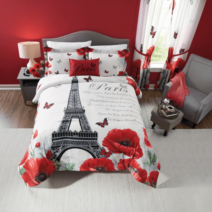 Paris Poppies Comforter Set, , large
