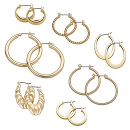 7-Pair Hoop Earring Set, , large