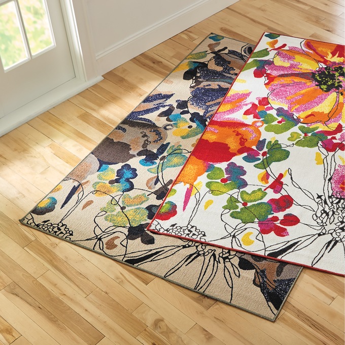 Artsy Floral Rug, Cream, large