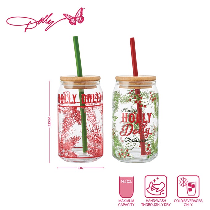 Dolly Parton Holly Dolly Christmas Glass Tumbler Set, , large