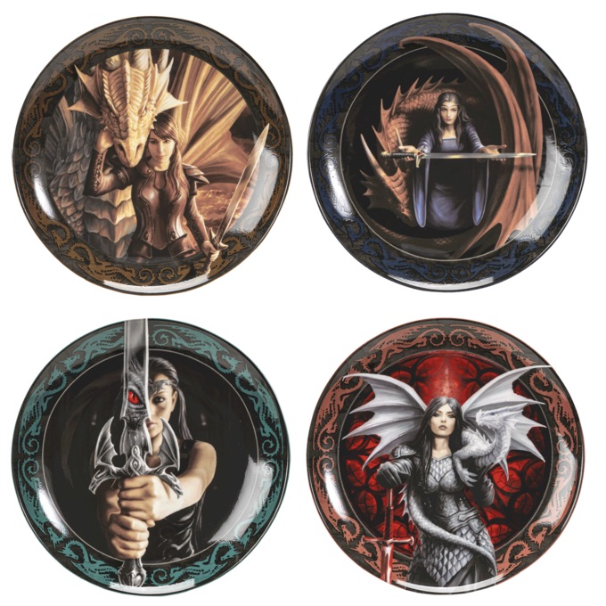 Set of 4 Fantasy Dessert Plates, , large