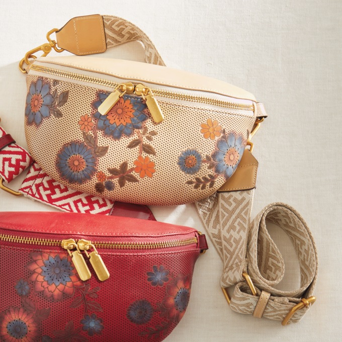 L'Artiste Artisanluv Hand-Painted Genuine Leather Crossbody by Spring Step, Beige Multi, large