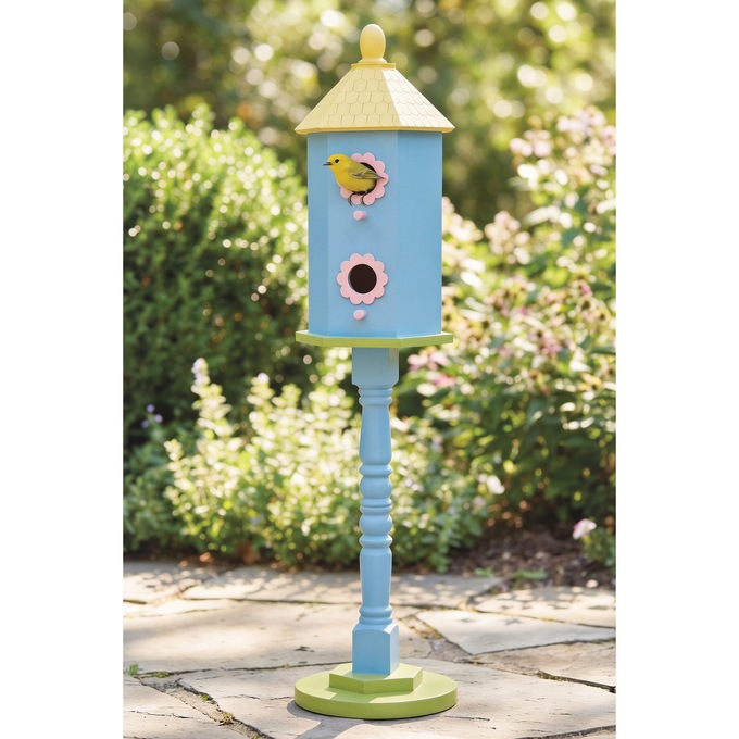 28" Bright Pedestal Birdhouse, , large