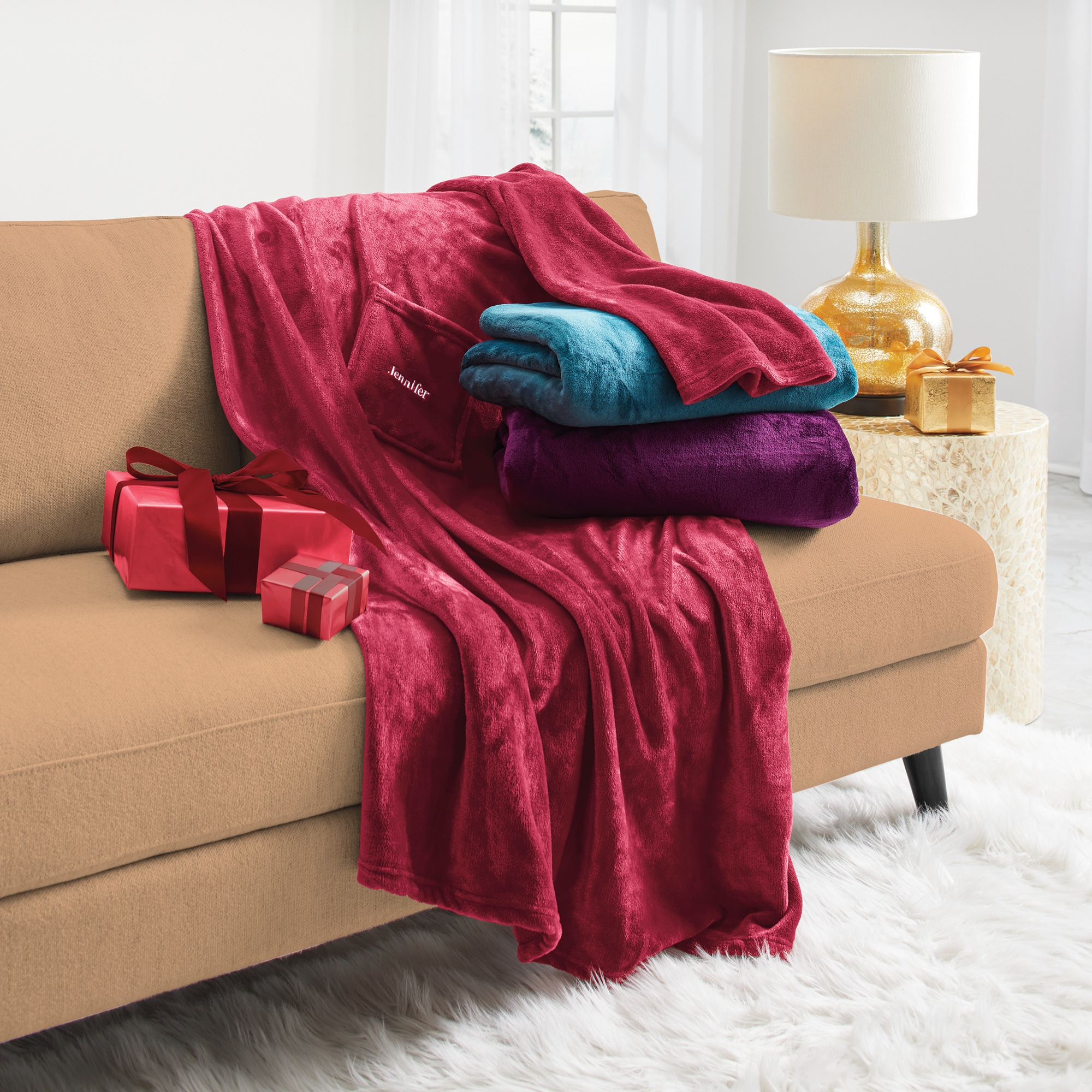 Plush Sleeved Throw, , large