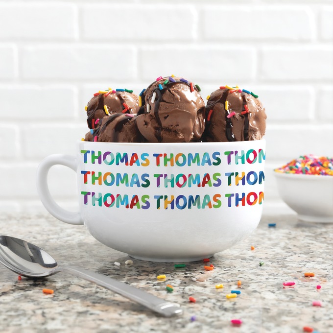 Colorful Name Pattern Personalized Ice Cream Bowl, , large