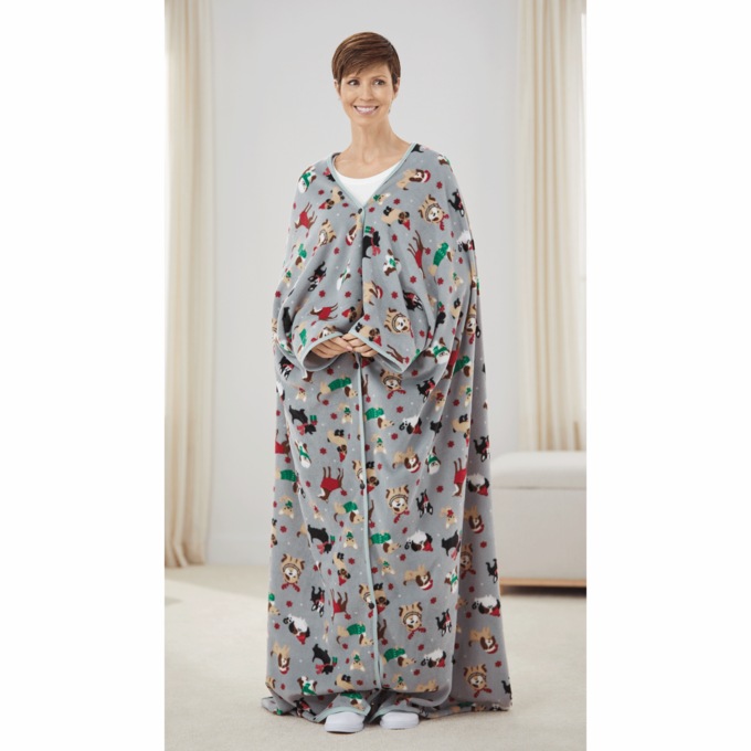 Polar Fleece Blanket Robe, , large