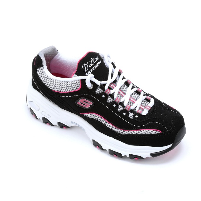 Women's Skechers D'Lites - Life Saver Shoe, Black White Pink, large