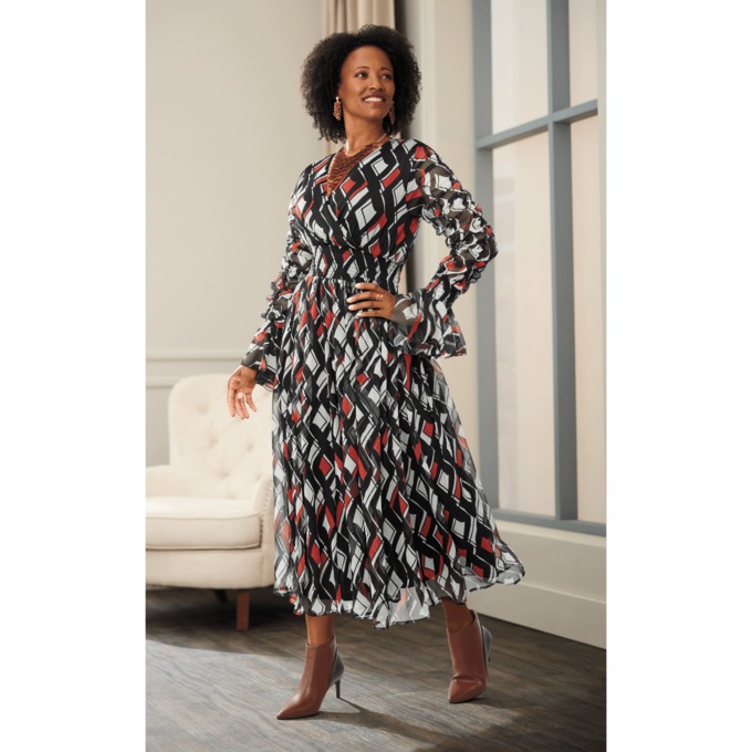 Taraji Dress, Red Multi, large