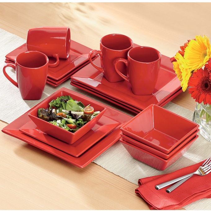 16 Piece Solid Square Dinnerware Set Ginny s