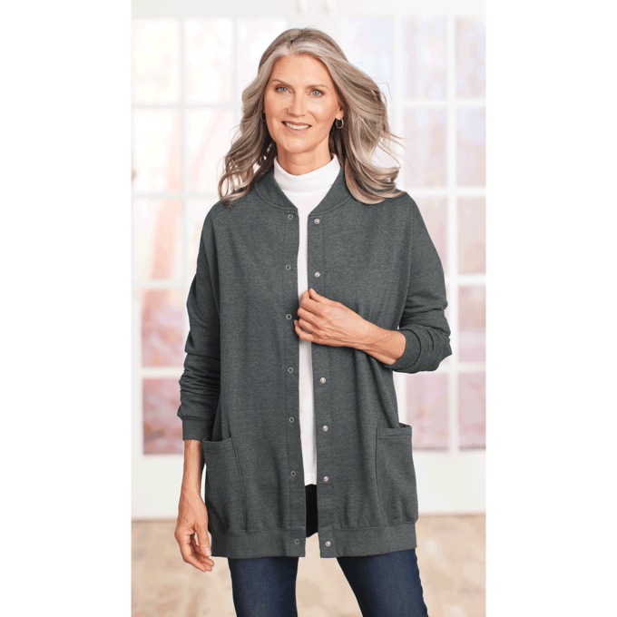 Snap-Front Cotton-Blend Women's Cardigan, , large