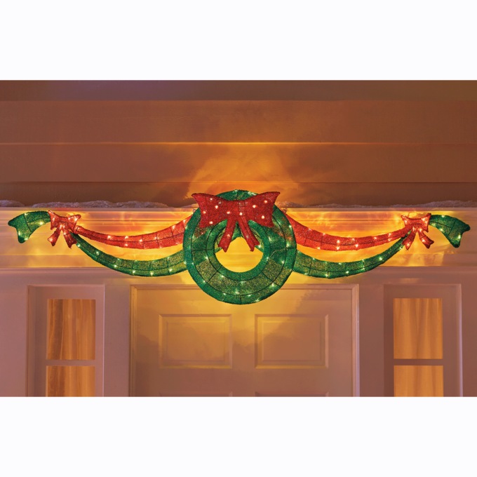 Dazzling Lighted Swag and Bow
