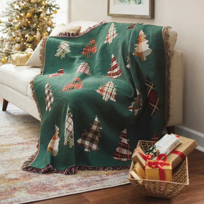 Christmas Tree Tapestry Throw, , large