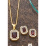 Gemstone/Diamond Shapes Necklace & Earring Set, , large
