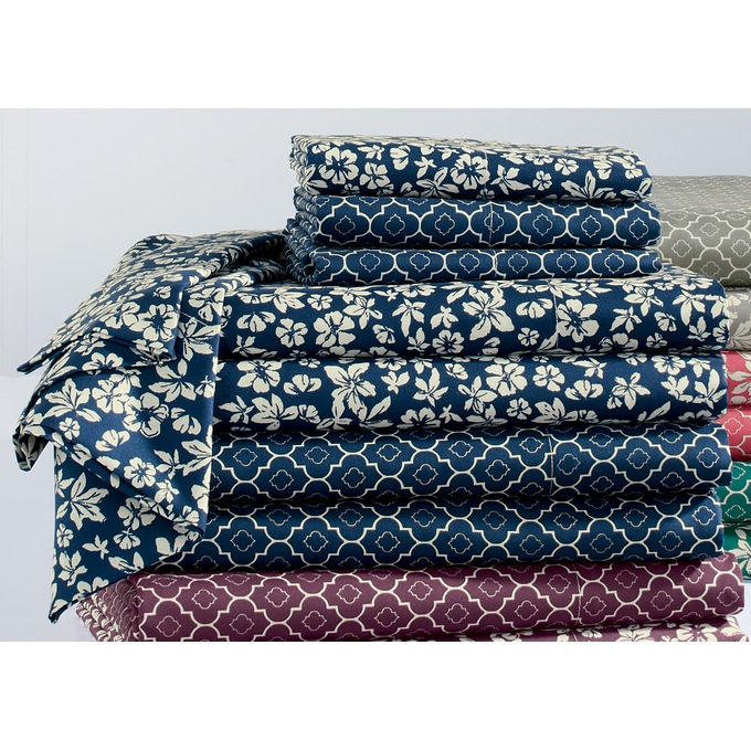 Color Connection 2-Pack Floral and Geo Printed Microfiber Sheet Set, , large