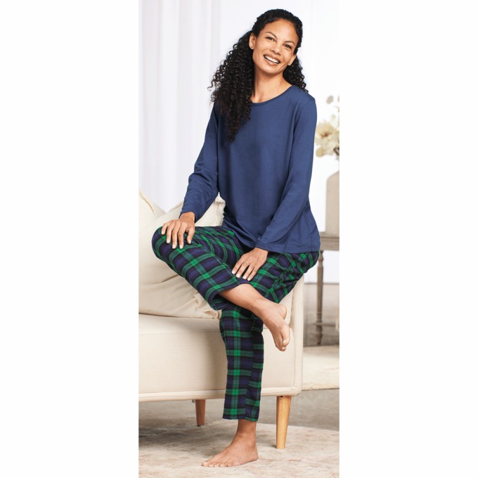 Women's Plaid Flannel PJ Set, , large