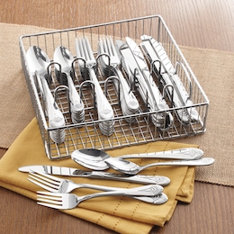 Ginny&rsquo;s 60-Piece Flatware Set with Caddy, , large