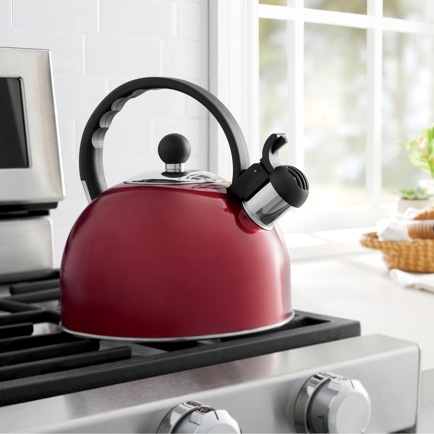 Ginny s Stovetop Whistling Tea Kettle Stainless Steel Retro Rose