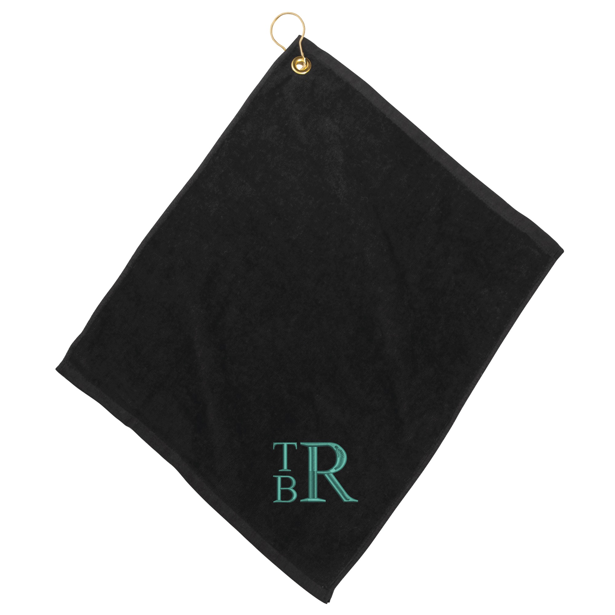 Personalized Stacked Monogram Golf Towel, Teal, large