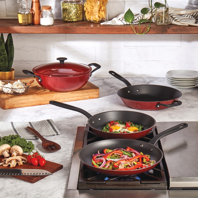 5-Piece Mason Enameled Cast Iron Cookware Set, Brick, large