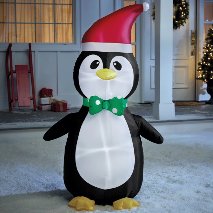 Lit Christmas Penguin Inflatable, , large