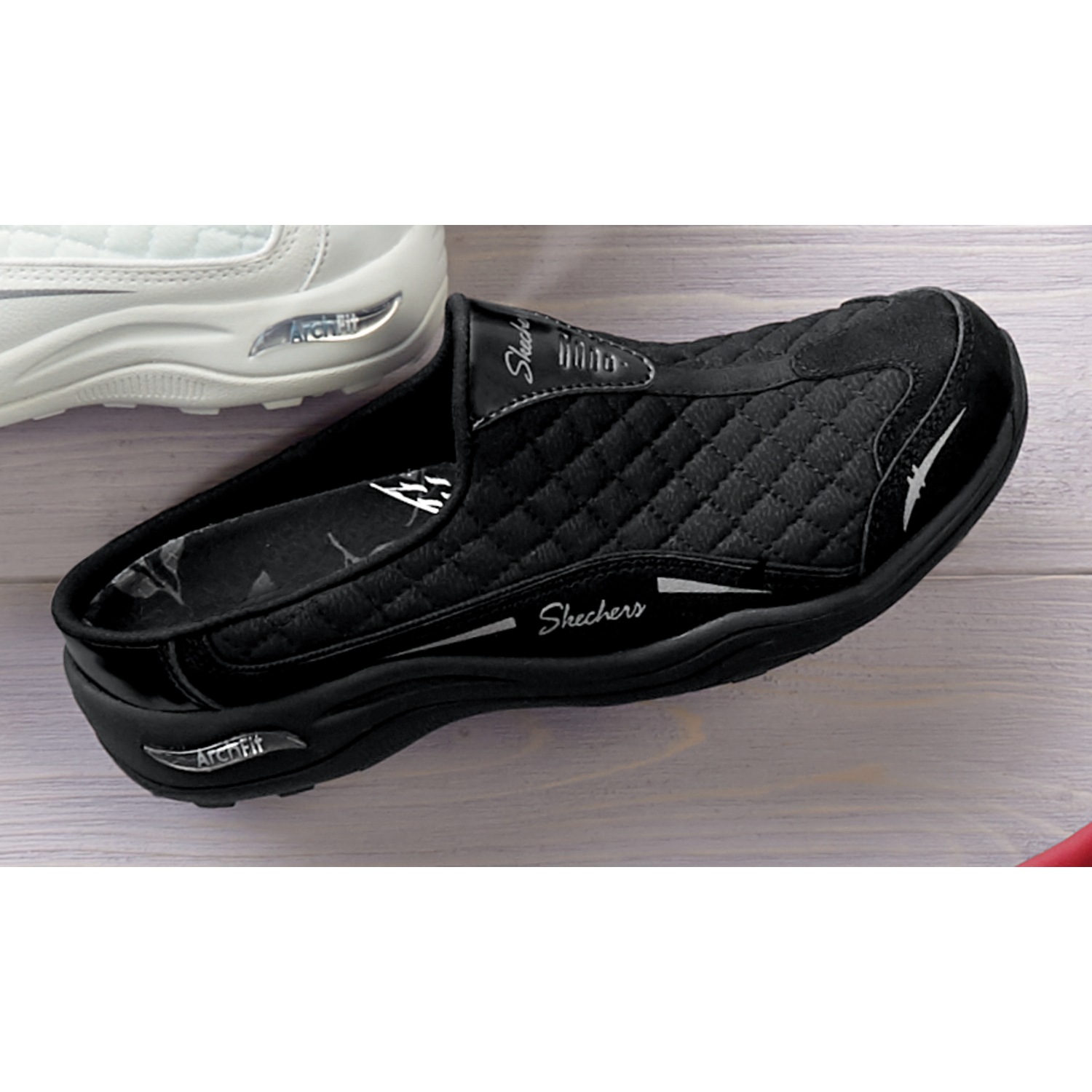 Skechers quilted black on sale