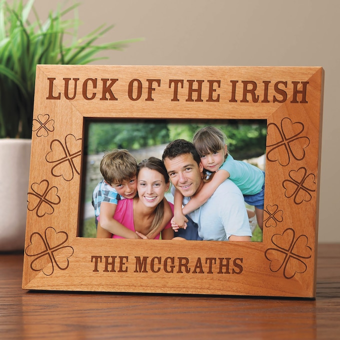 Personalized Luck of the Irish Picture Frame, Wood, large
