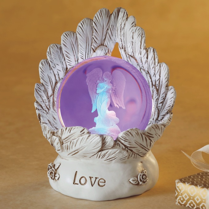 Angel Wings Lit Decorative Globe, , large