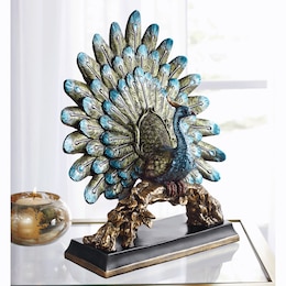 Bejeweled Peacock Figurine, , large