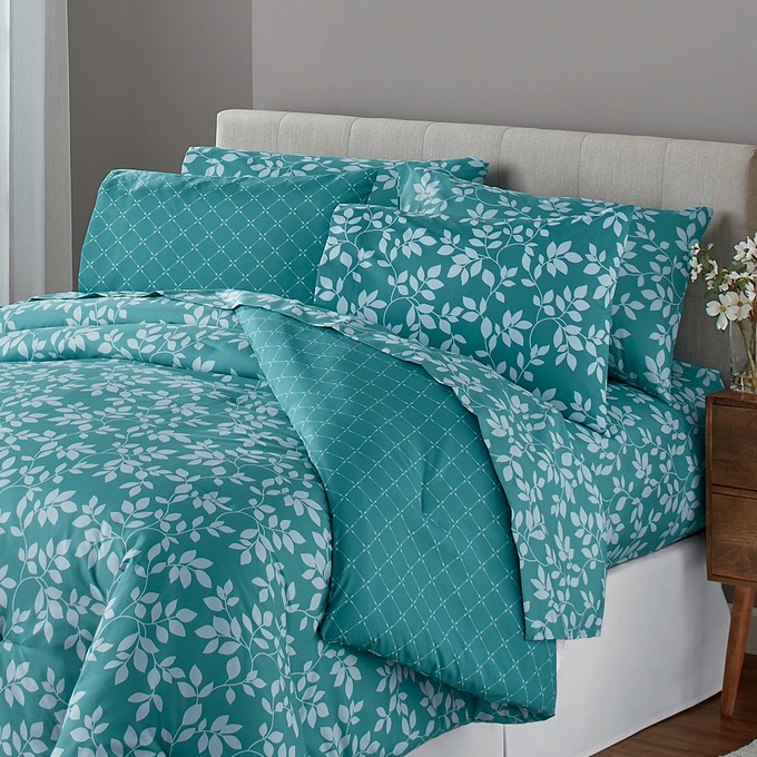 2-Pack Serene Leaf & Diamond Microfiber Sheet Set, , large