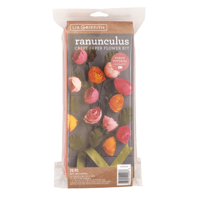 Crepe Paper Ranunculus Flower Kit, , large